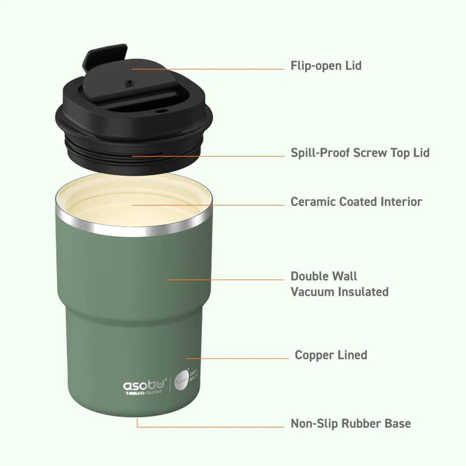 ASOBU Mini Pick-up Mug/cup Basil Green 360ml ABF52GN-image 3