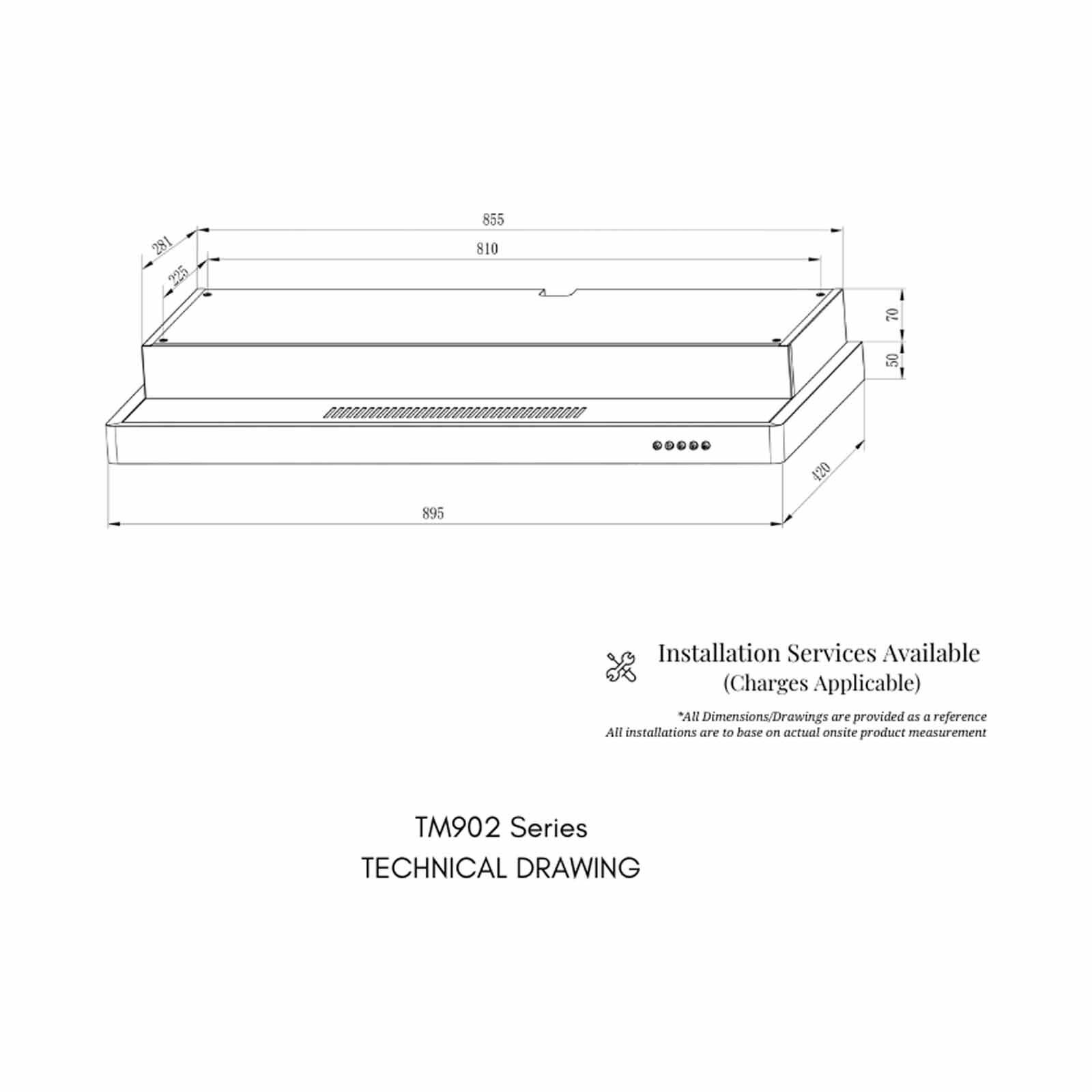 TURBO 90cm Cooker Hood With Push Button (excl. Install) TM902-SS-image 3