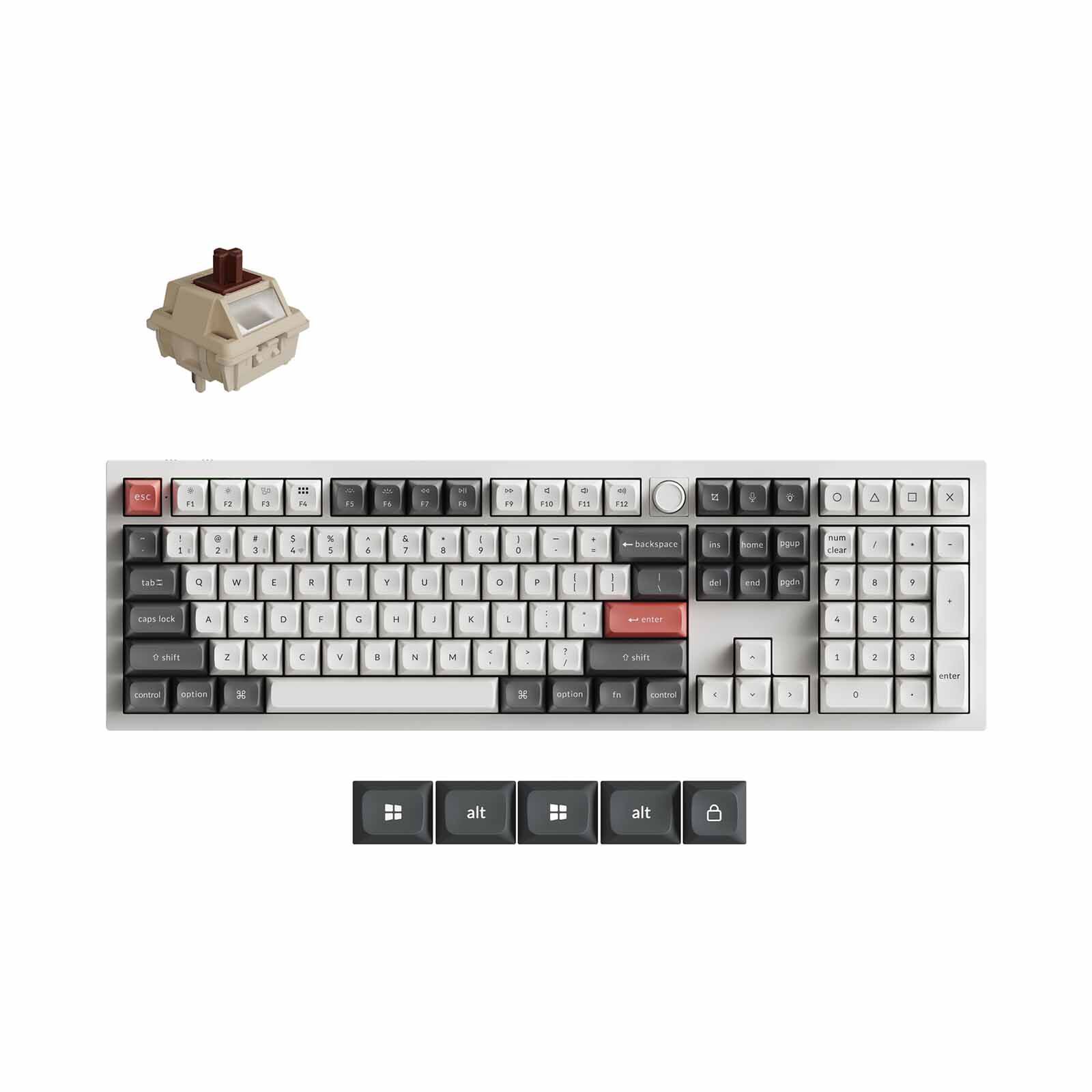 KEYCHRON Q6 Ultra 8k 100% 108 Key White Knob Rgb Hot-swap Silk Pom Brown Switch KYCN-Q6U-P3