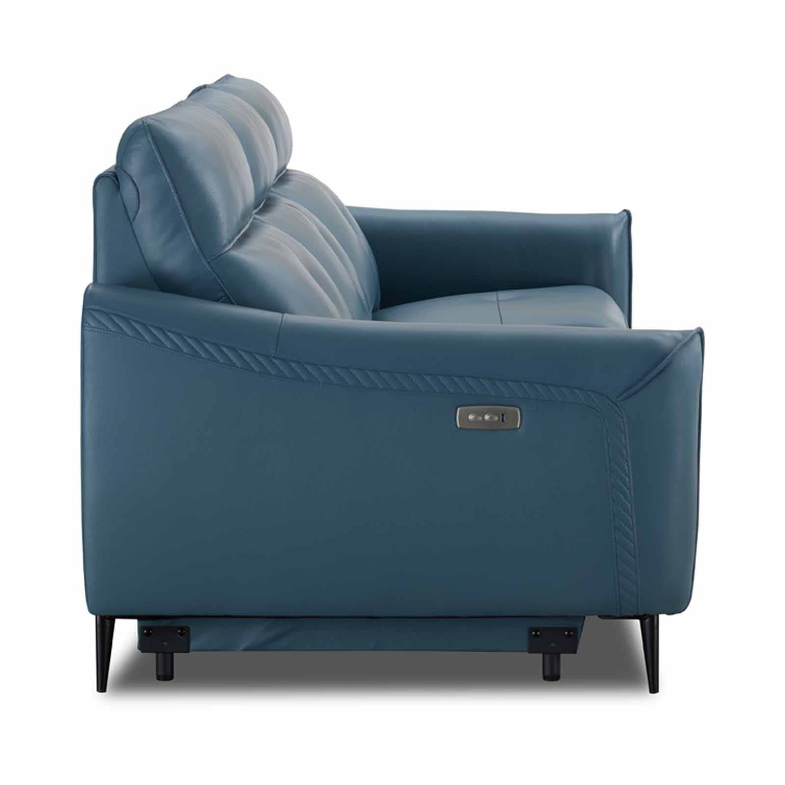 MUZE 3rr Seater (hl) Cat A Blue Half Leather Sofa NEW CLARA-image 4