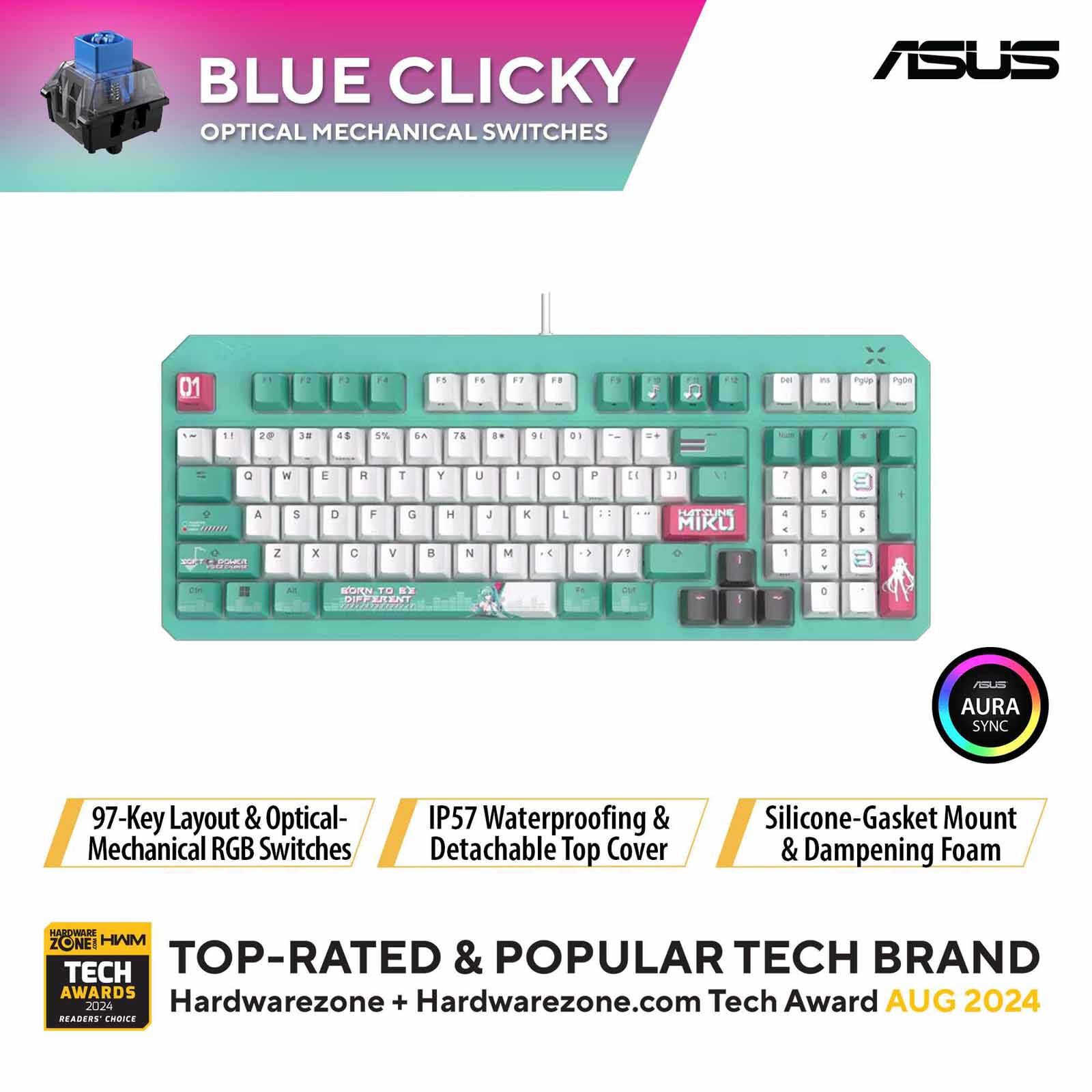 ASUS Tuf Gaming K3 Gen Ii Miku Blue RA09 TG K3 GEN II MIKU EDITION/BL/US/PBT-image 1