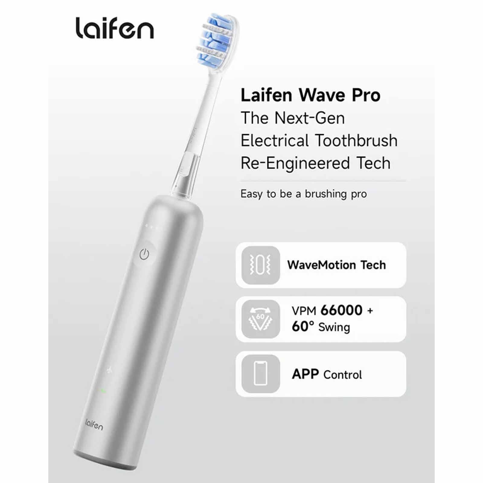 LAIFEN Wave Pro Electric Toothbrush -silver Aluminium WAVE PRO SILVER ALUMINIUM-image 7