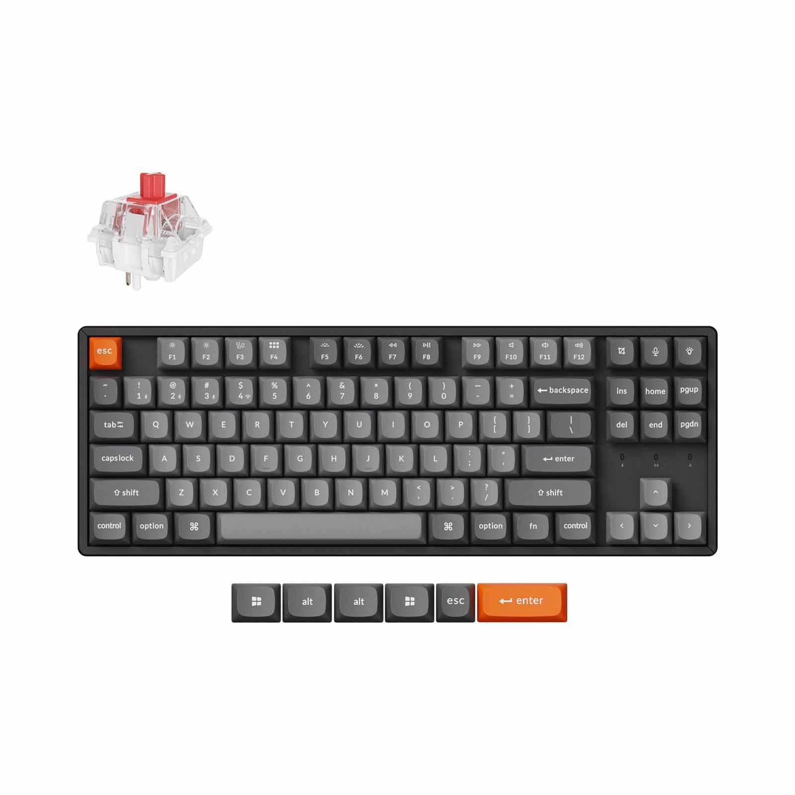 KEYCHRON K8 Max Tenkeyless Wireless Mechanical Keyboard, 80% Tkl 87 Key, Black Full Assembled, Red Switch, Rg KYCN-K8M-J1-image 1