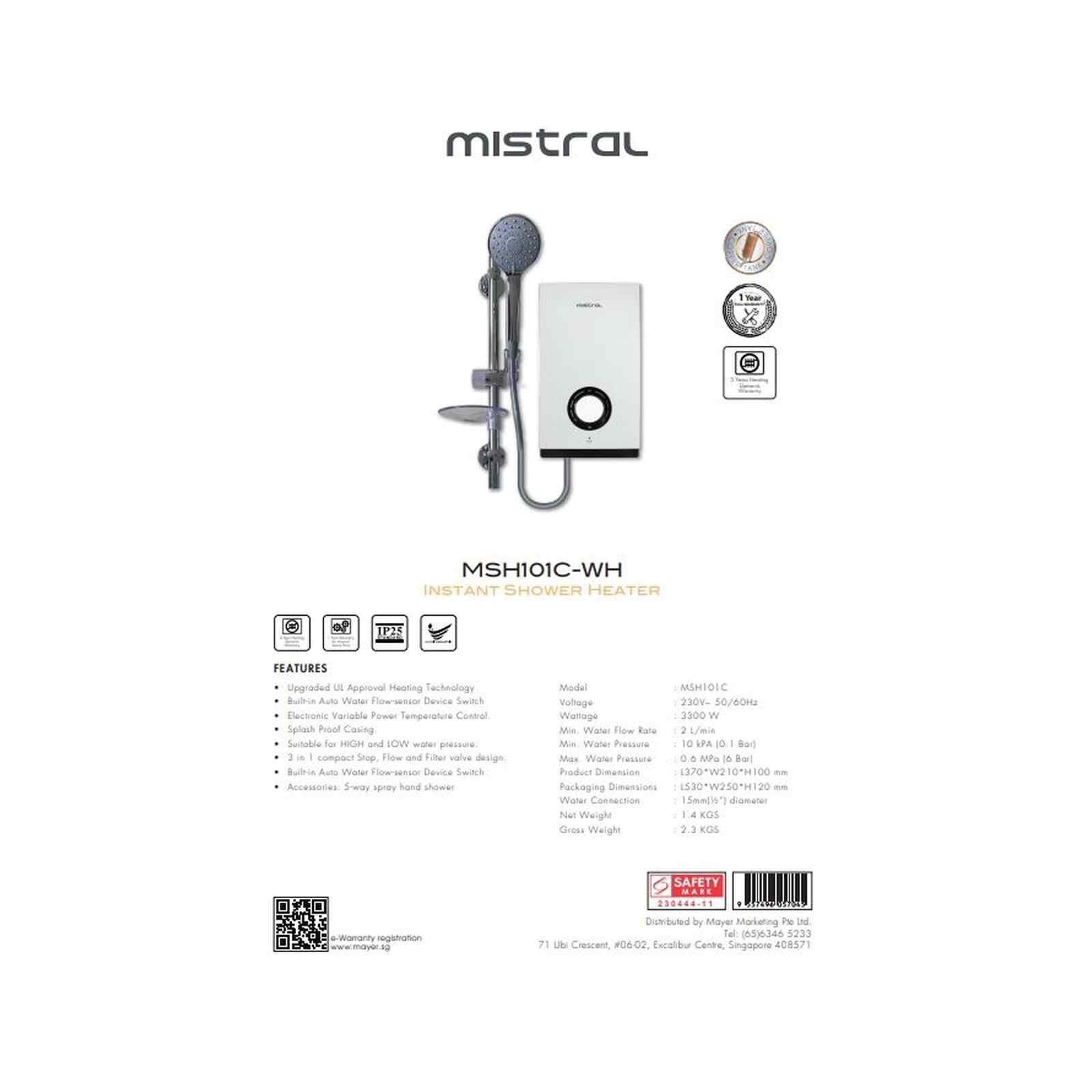 MISTRAL Instant Shower Heater MSH101C-WH-image 2