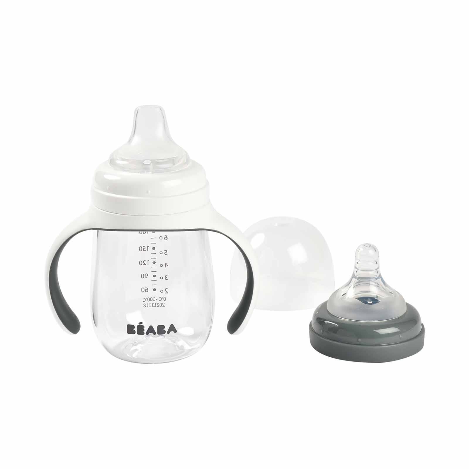 BEABA To Sippy Learning Cup 210ml - Mineral Grey (online) 2 IN 1 BOTTLE-image 1