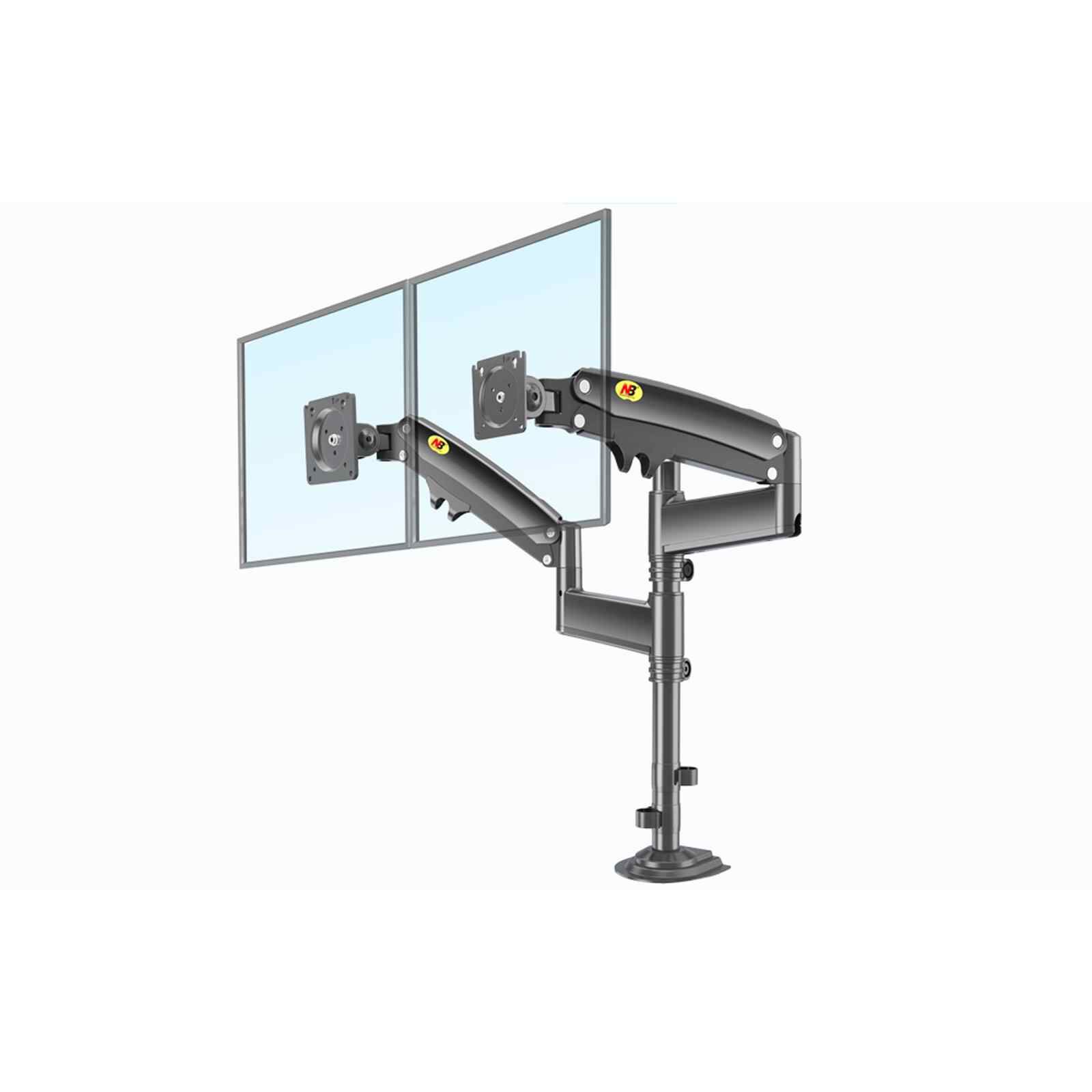 NORTHBAYOU Monitor Arm Bracket (dual) Fit 17in - 27in Hold 2 - 9 Kg H180 MATTE CHARCOAL