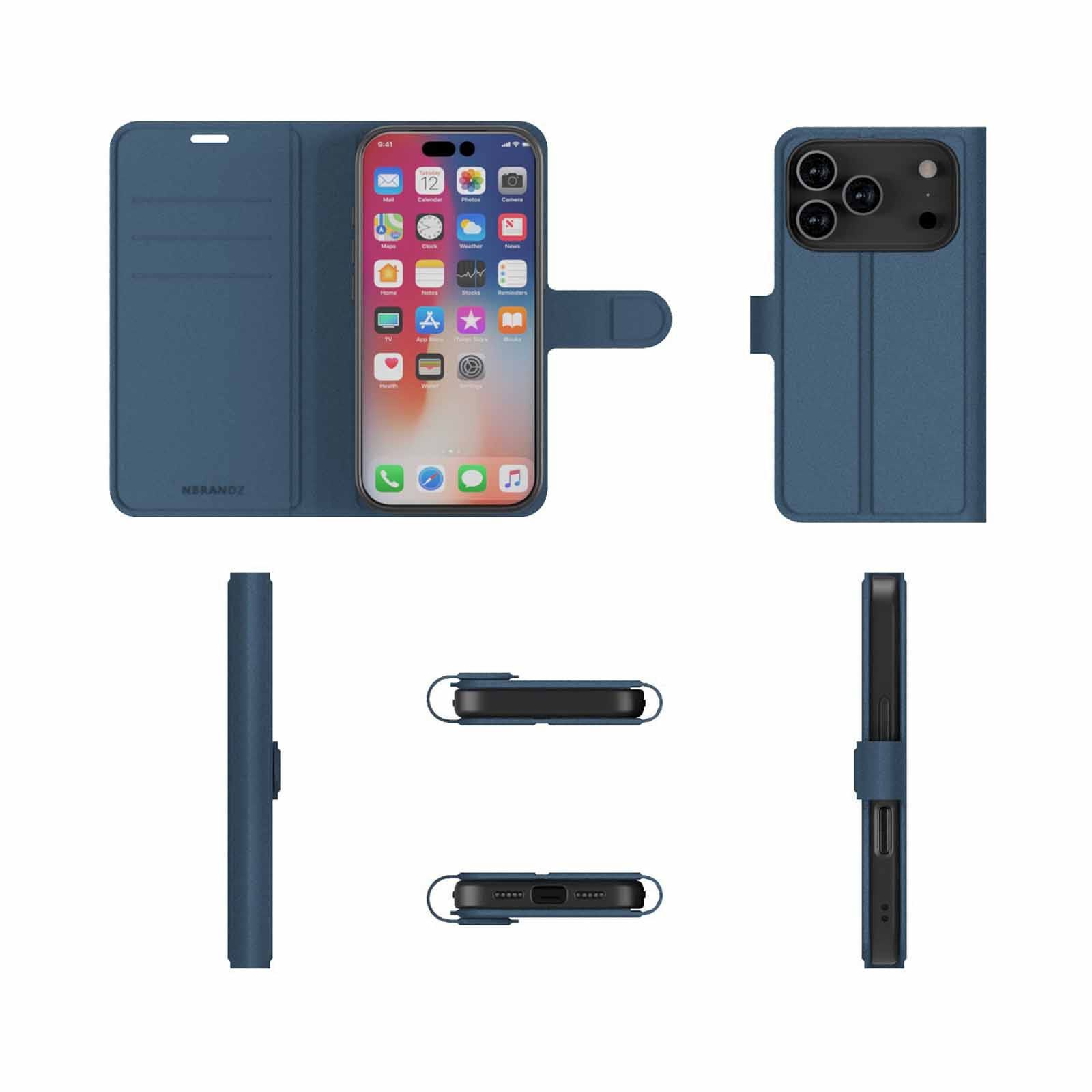 N.BRANDZ Folio Leather Wallet Case For Iphone 17 Pro-navy Blue N-FOLIO-IP17P-NB-image 4