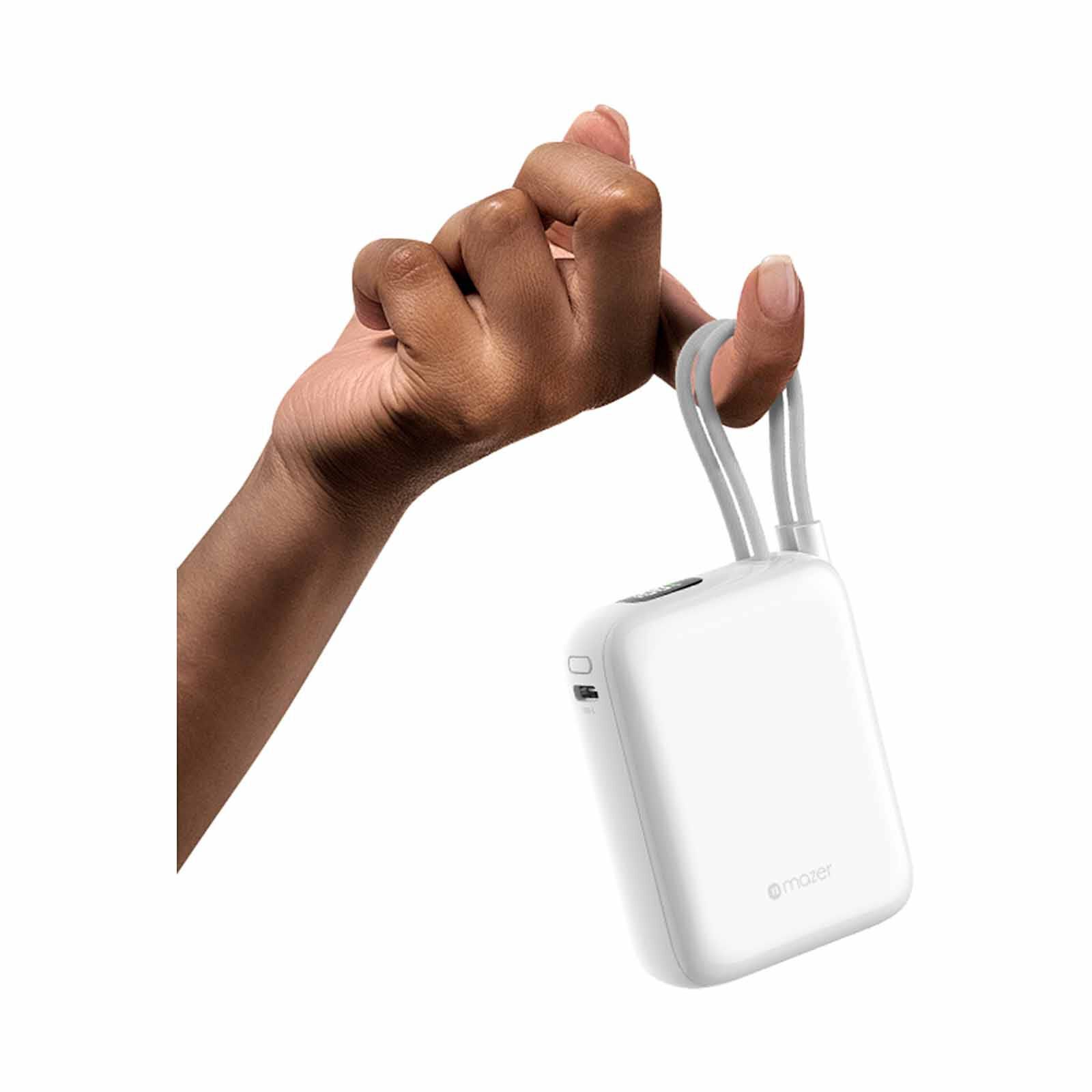 MAZER Powercharge Nano Duo 10,000mah Pd35w With Built-in C-cable X2 Powerbank - White M-PC35CC-WH-image 4
