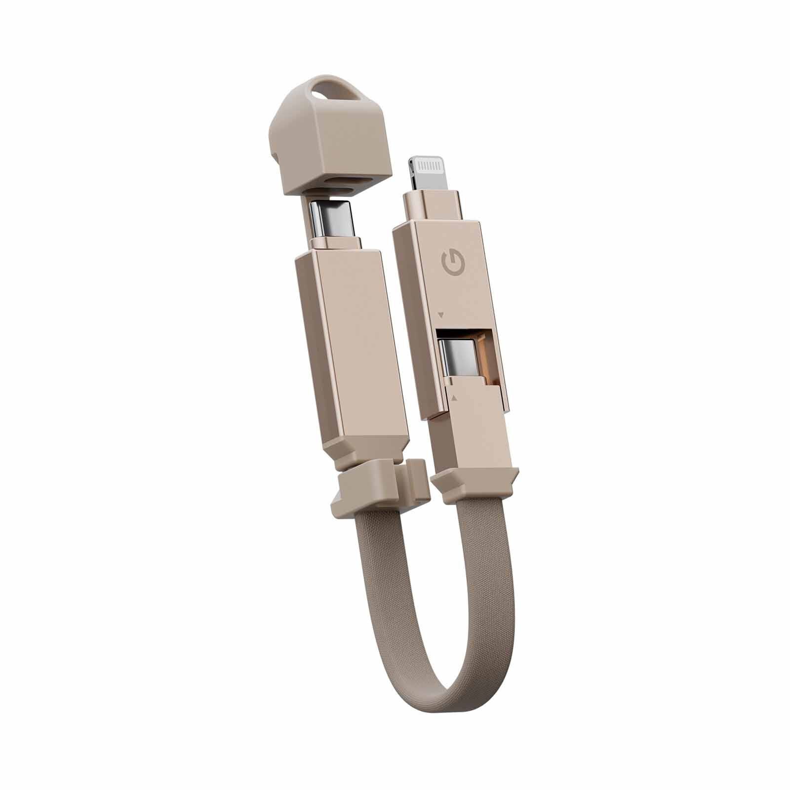 ENERGEA Sheath 2-in-1 C To C + Lightning Cable, 480mbps, 60w, 15cm -gold CBL-60SHTH-GLD015