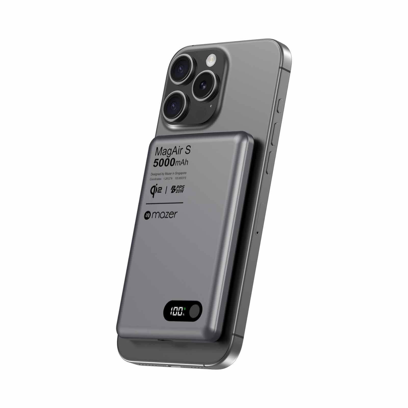 MAZER Qi2 Certified 15w 5000mah Pd20w Ultra Thin Power Bank - Grey M-MAGAIR29-GY-image 12