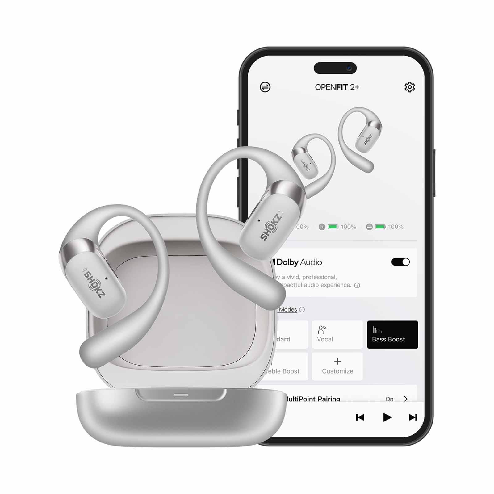 SHOKZ Openfit 2 + Open-ear True Wireless Earbuds - Grey T921-ST-GY-image 2