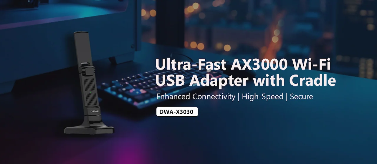 Ultra-Fast AX3000 Wi-Fi USB Adapter with Cradle