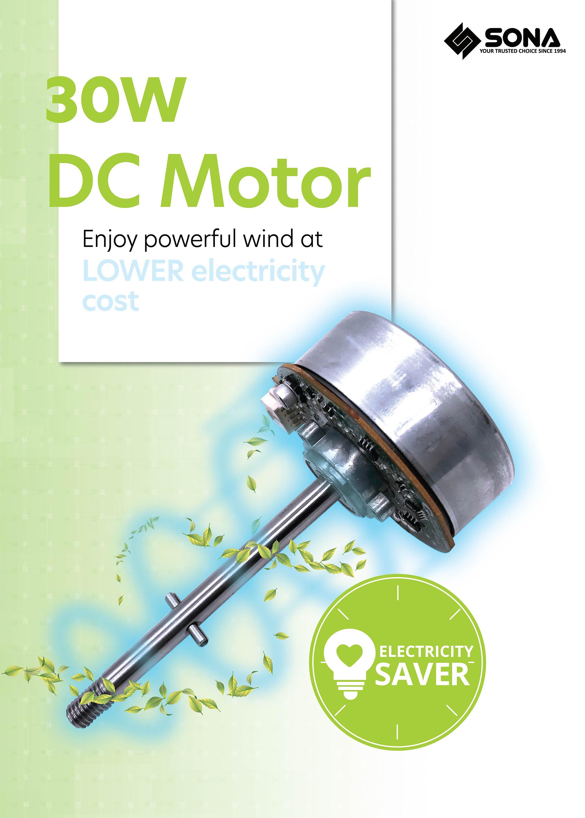 30W DC Motor - Enjoy powerful wind at LOWER electicity cost
