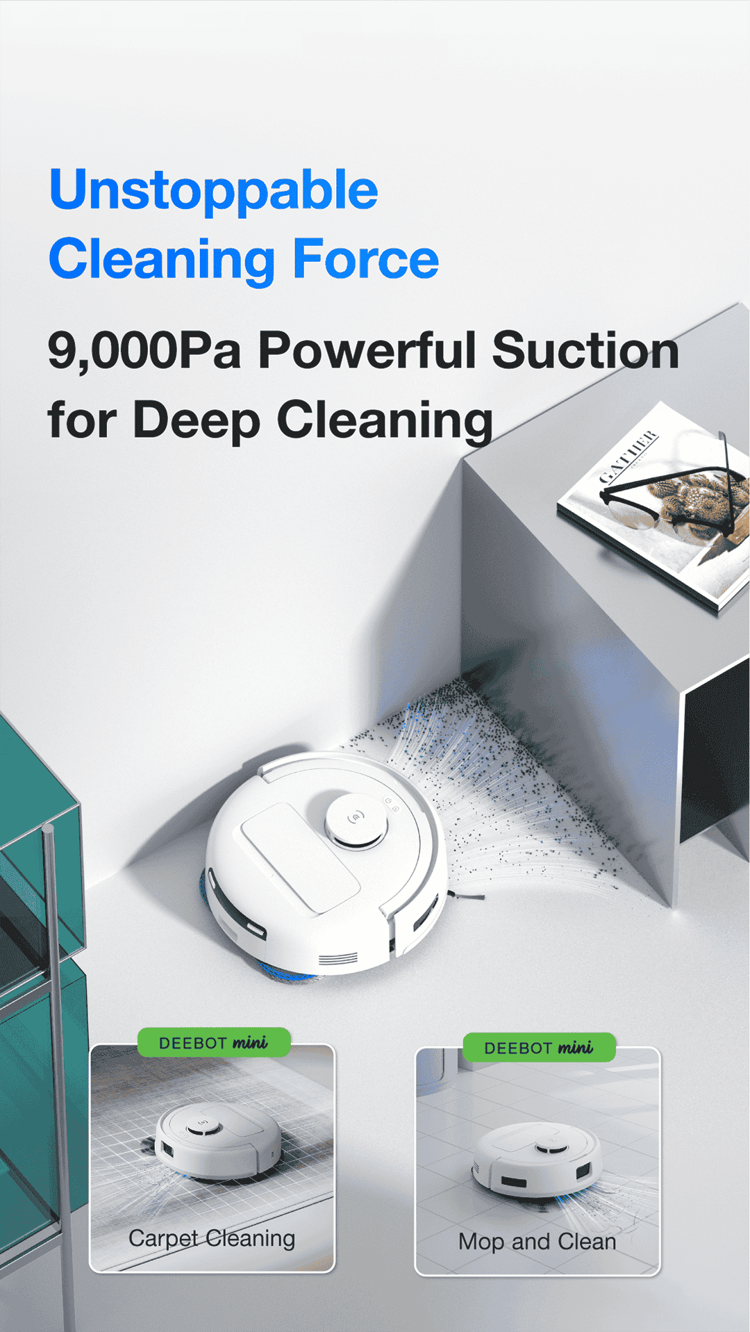 Unstoppable Cleaning Force 9,000Pa Powerful Suction for Deep Cleaning