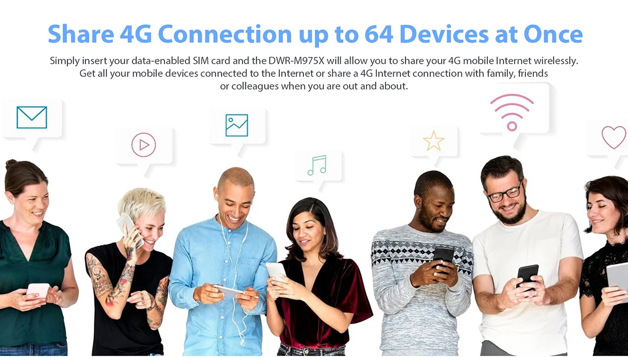Share 4G Connection up to 64 Devices at Once