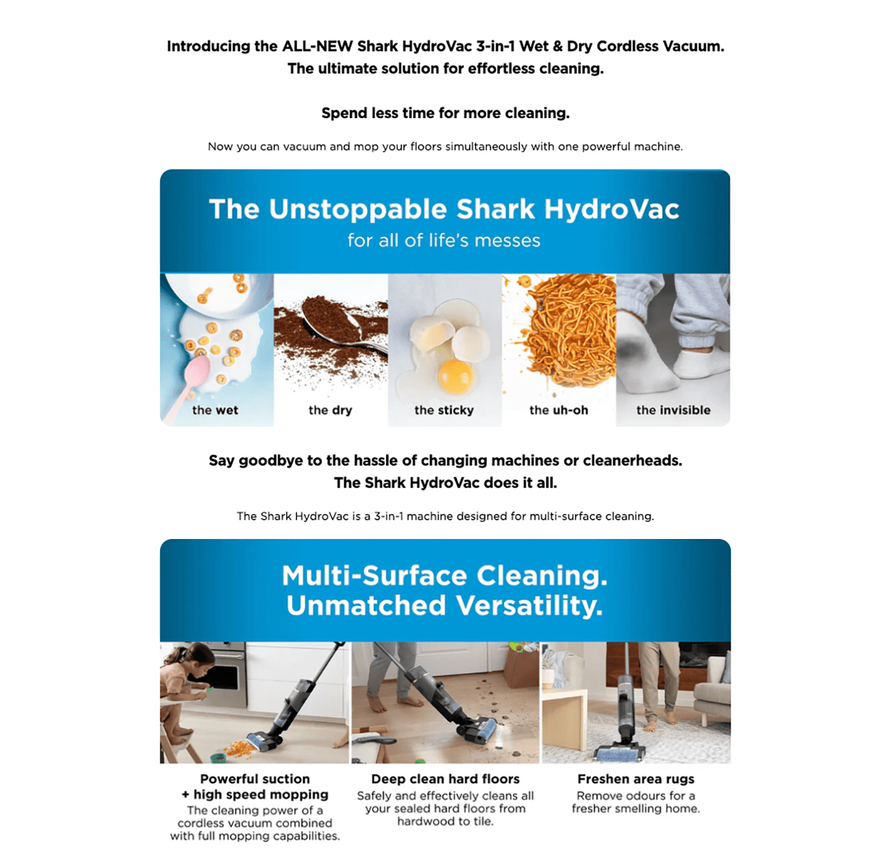 Introducing the ALL-NEW Shark HydroVac 3-in-1 Wet & Dry Cordless Vacuum. The ultimate solution for effortless cleaning.