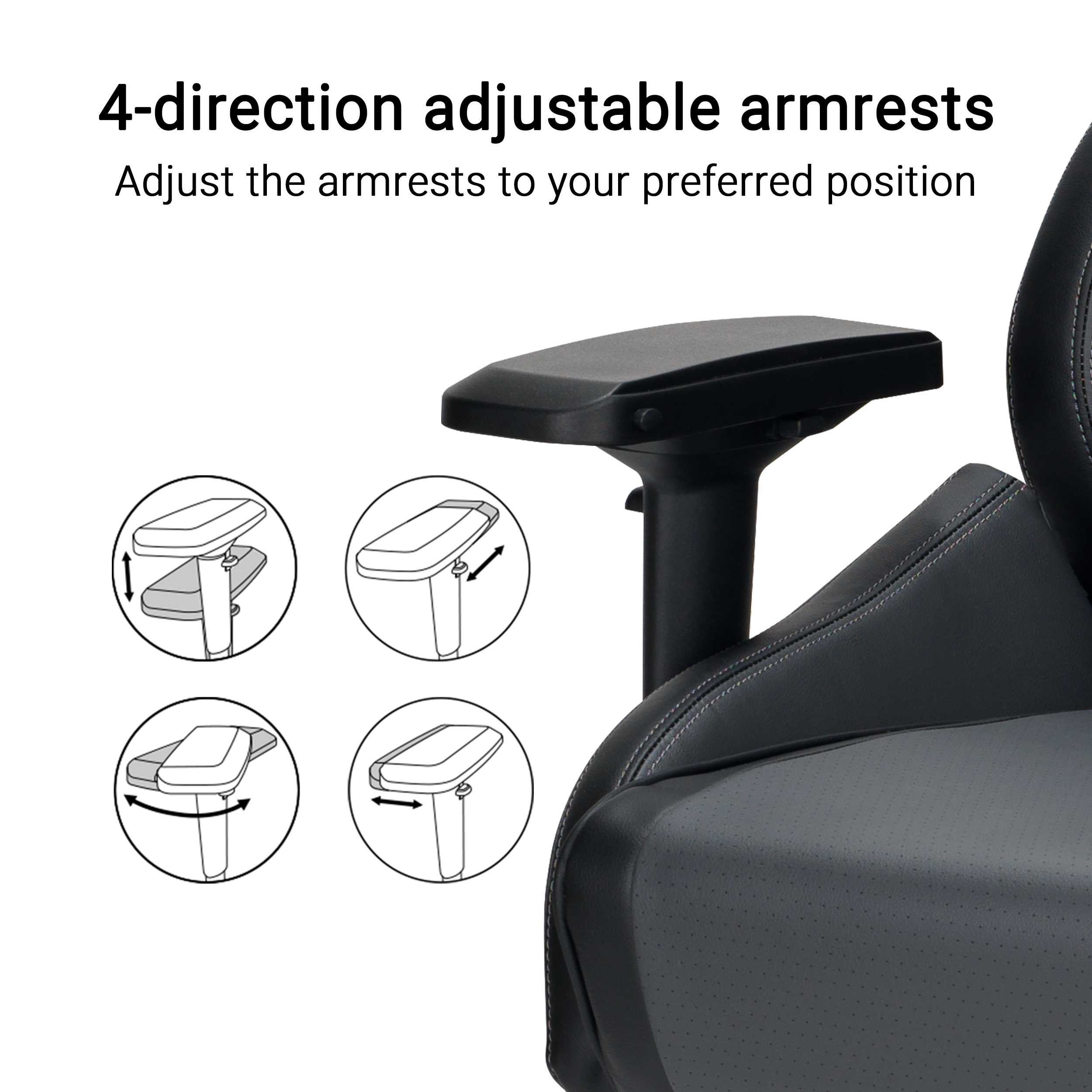 4-direction adjustable armrests