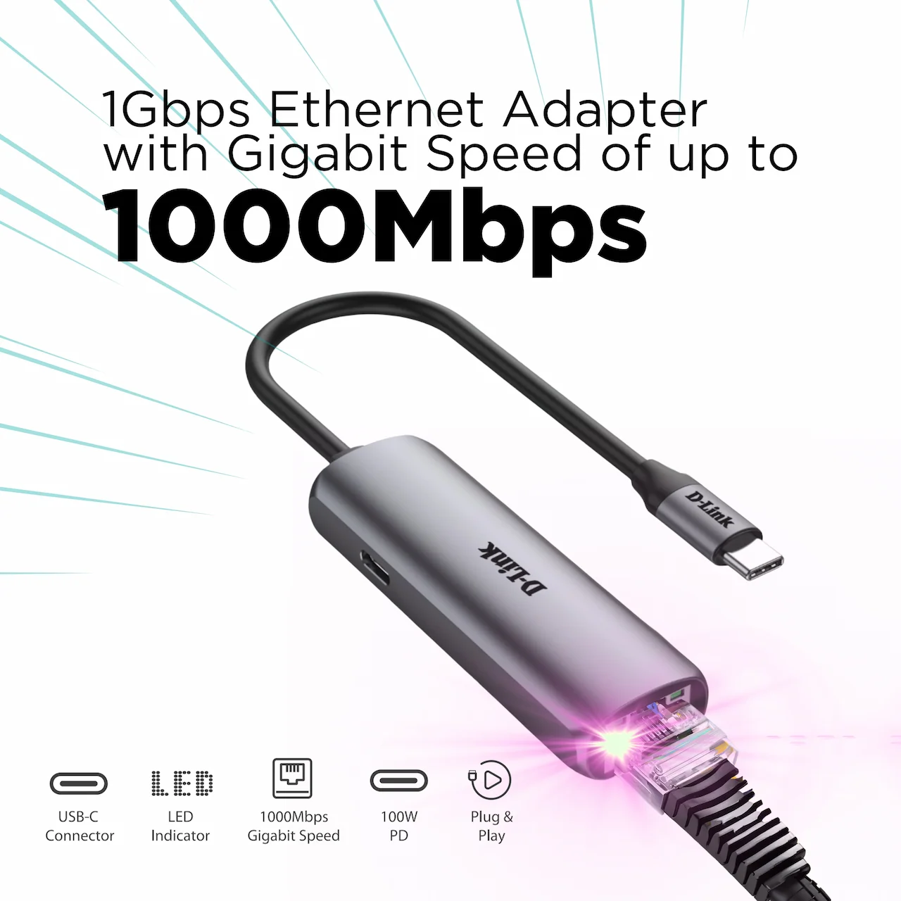 1Gbps Ethernet Adapter with Gigabit Speed of up to 1000Mbps